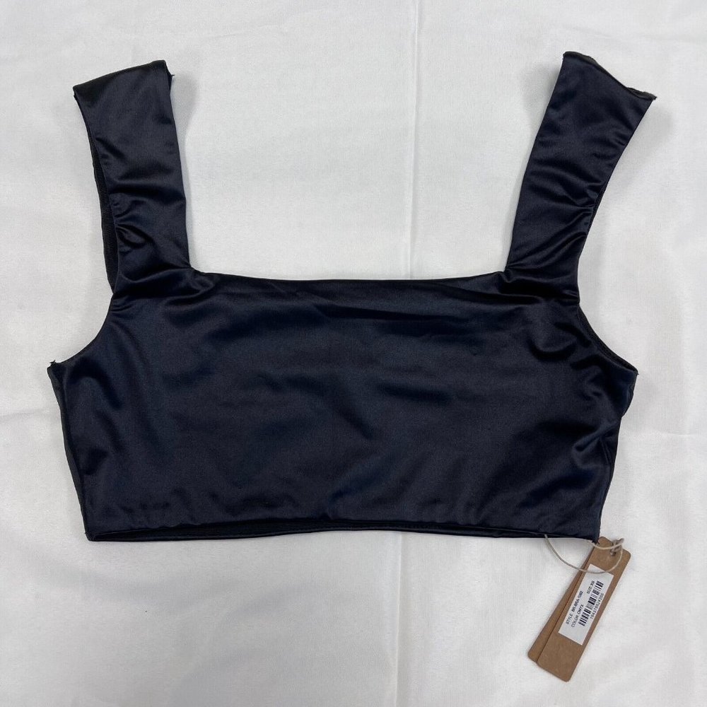 SKIMS Sexy Satin Square Neck Bra Color: Onyx Black Size: XS